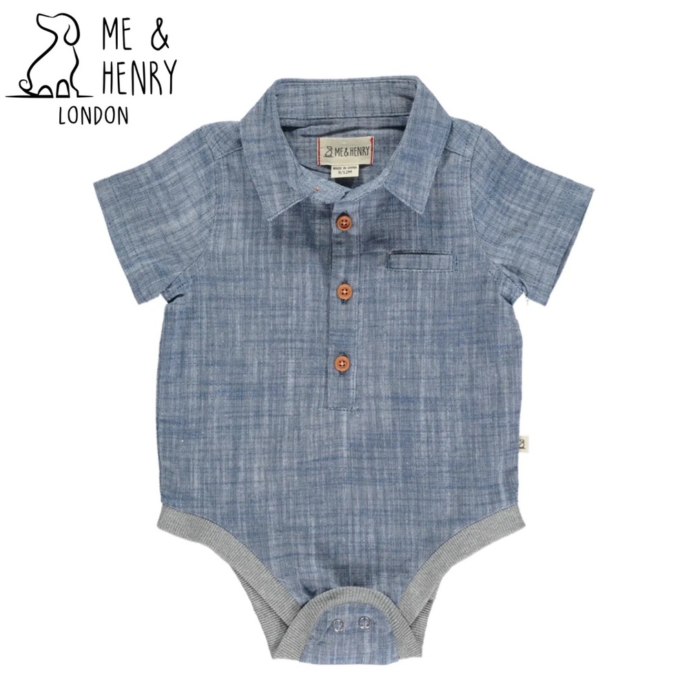 Me & Henry Blue Heathered Onesie